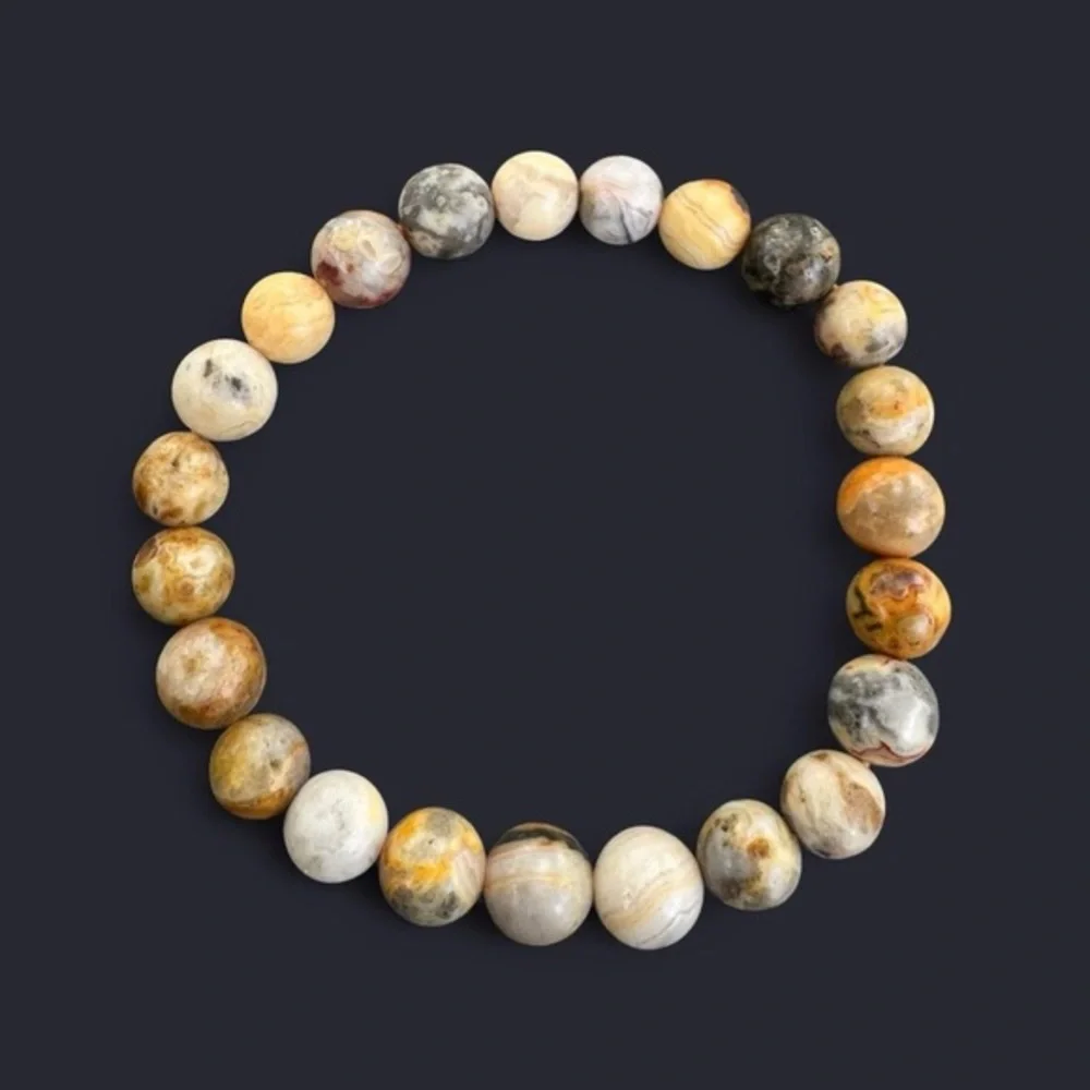 Crazy Lace Agate Gemstone Bead Bracelet 8mm